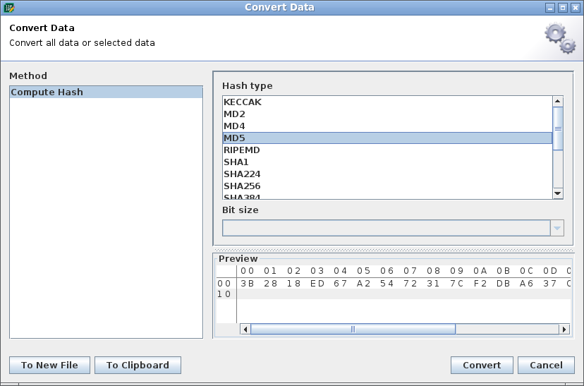 Convert Data Dialog