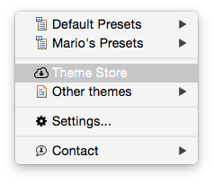 Theme Store Menu